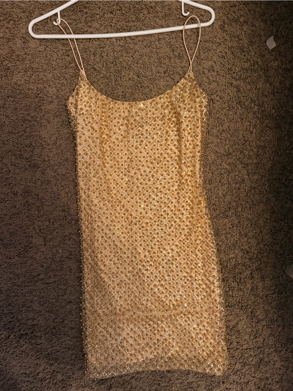 Oh Polly Gold Beaded Slip Dress